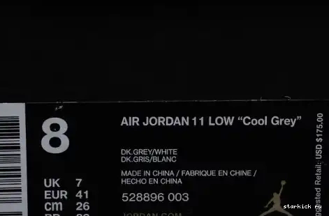 Low  528895-003 Jordan Retro 11  528895-003 Cool Grey 0614